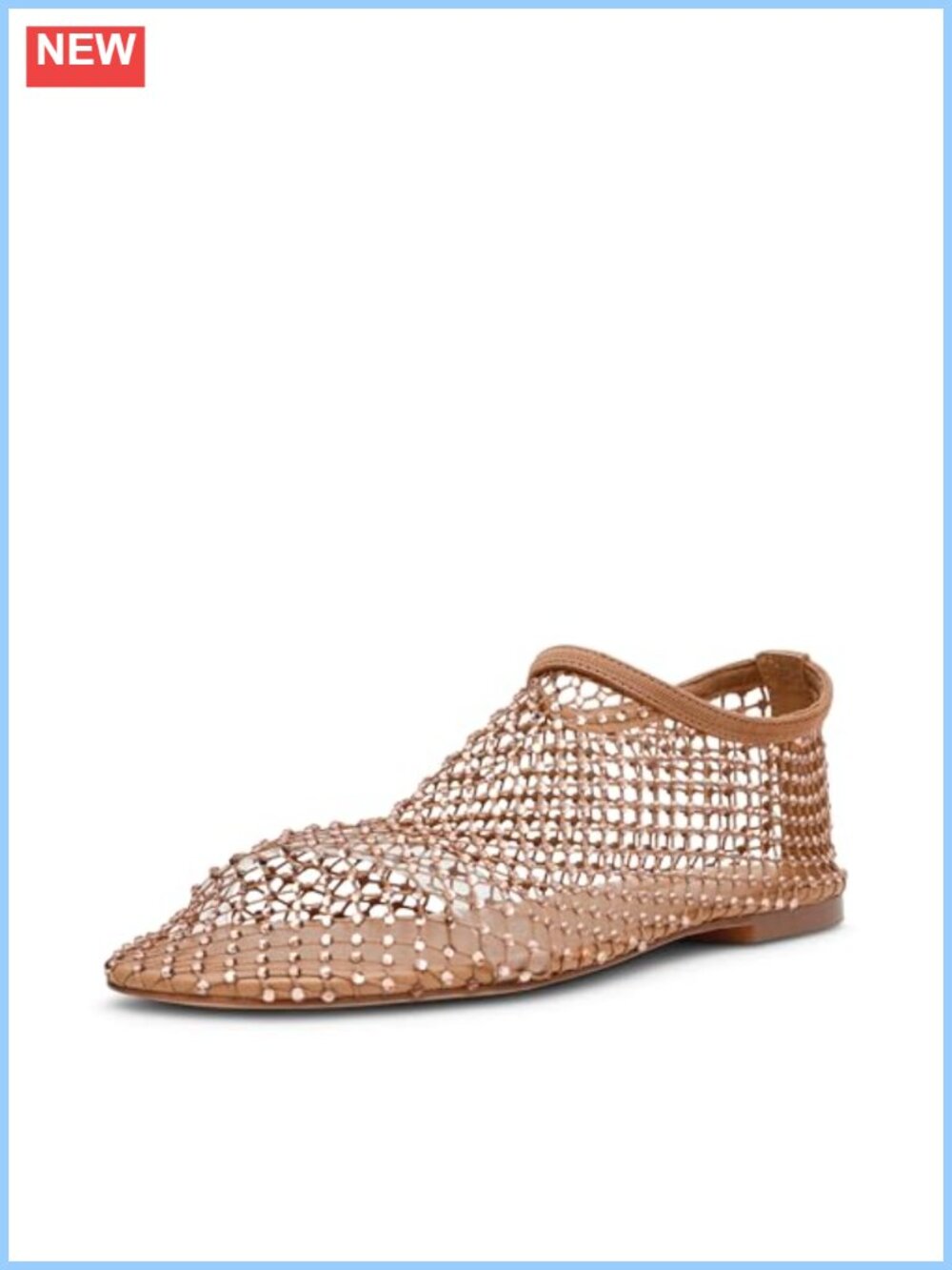Ballet Flat with Jewels Pull-On Closed Toe Mesh Flats